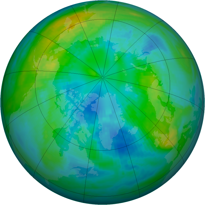 Arctic ozone map for 11 October 1980